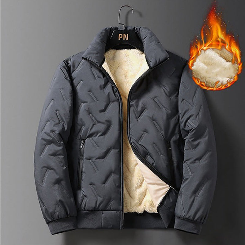 Men's quilted winter jacket with pile lining