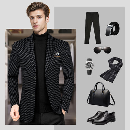❄️Winter Hot Sale🔥Men's Fleece-Lined Slim-Fit Casual Suit Jacket