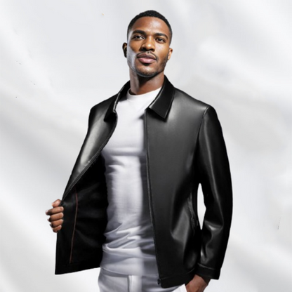 💥Men's Tough Vibe Leather Jacket – Slim Fit Design, Retro Hardware for Biker & Casual Looks