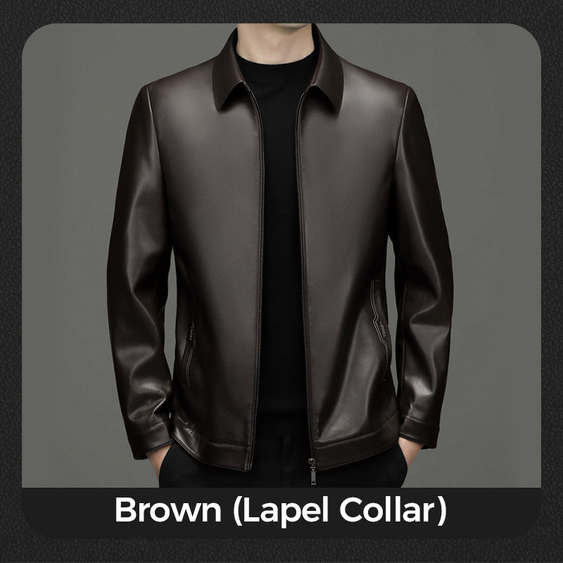 💥Men's Tough Vibe Leather Jacket – Slim Fit Design, Retro Hardware for Biker & Casual Looks