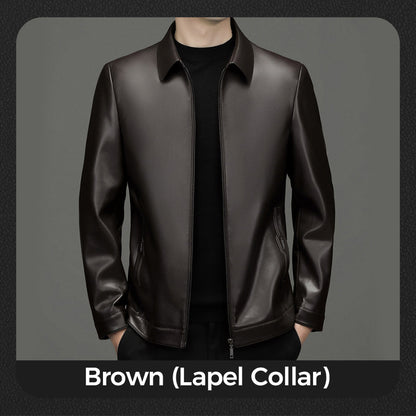 💥Men's Tough Vibe Leather Jacket – Slim Fit Design, Retro Hardware for Biker & Casual Looks