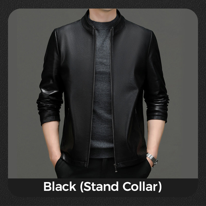 💥Men's Tough Vibe Leather Jacket – Slim Fit Design, Retro Hardware for Biker & Casual Looks