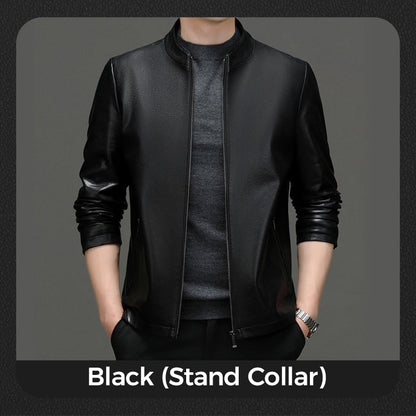 💥Men's Tough Vibe Leather Jacket – Slim Fit Design, Retro Hardware for Biker & Casual Looks