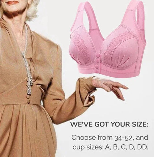 📢📢50 % OFF !!⏰⏰Front Button Breathable Skin-Friendly Cotton Bra