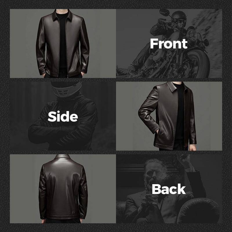 💥Men's Tough Vibe Leather Jacket – Slim Fit Design, Retro Hardware for Biker & Casual Looks
