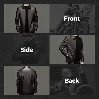 💥Men's Tough Vibe Leather Jacket – Slim Fit Design, Retro Hardware for Biker & Casual Looks