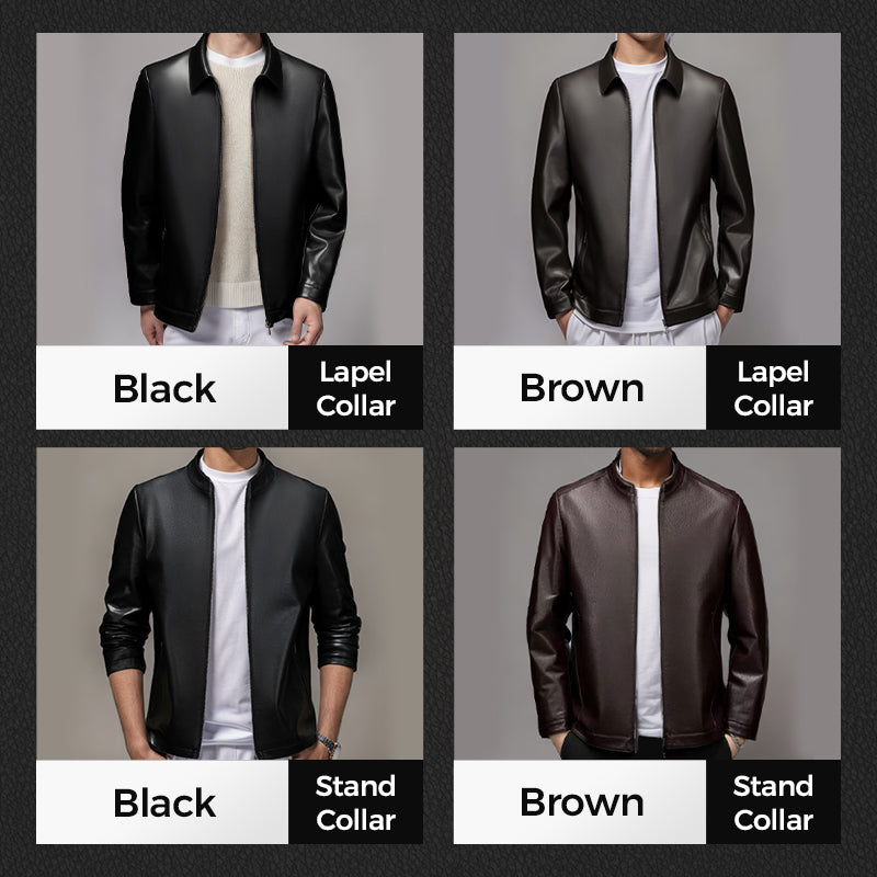💥Men's Tough Vibe Leather Jacket – Slim Fit Design, Retro Hardware for Biker & Casual Looks