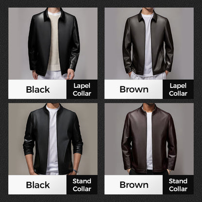 💥Men's Tough Vibe Leather Jacket – Slim Fit Design, Retro Hardware for Biker & Casual Looks