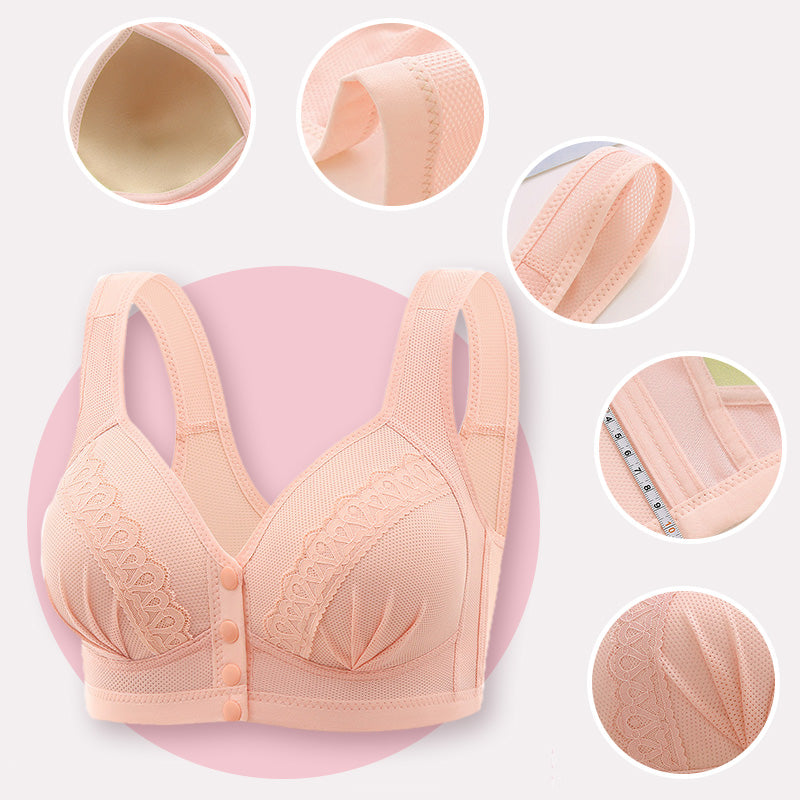 📢📢50 % OFF !!⏰⏰Front Button Breathable Skin-Friendly Cotton Bra