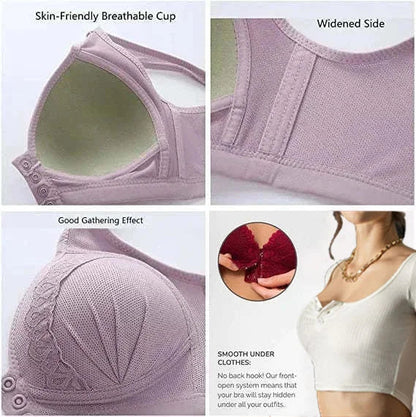 📢📢50 % OFF !!⏰⏰Front Button Breathable Skin-Friendly Cotton Bra