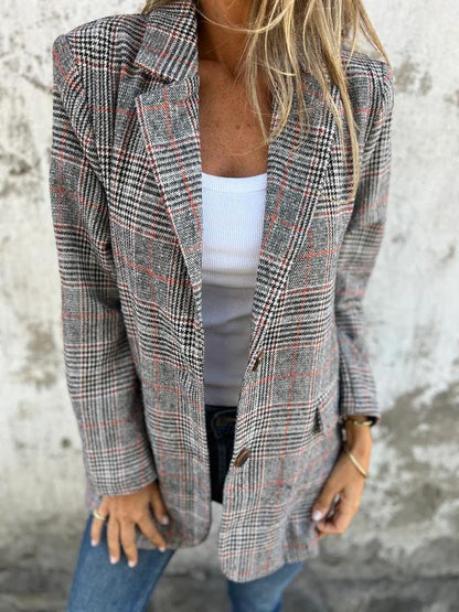 🍂50% korting🥰Casual geruite blazer met revers