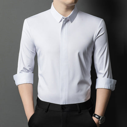 ✨👔2025 New Men's Classic Shirt with Hidden Zipper/ Easy to Put On and Take Off