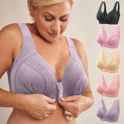 📢📢50 % OFF !!⏰⏰Front Button Breathable Skin-Friendly Cotton Bra