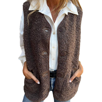 Fall Button Down Kort Warm Vest voor dames