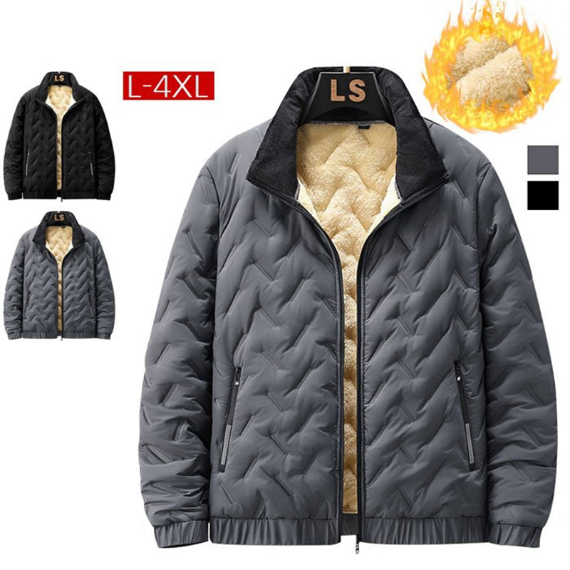 Men's quilted winter jacket with pile lining