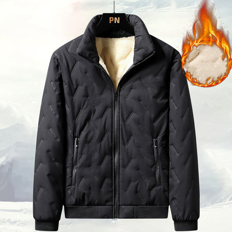 Men's quilted winter jacket with pile lining