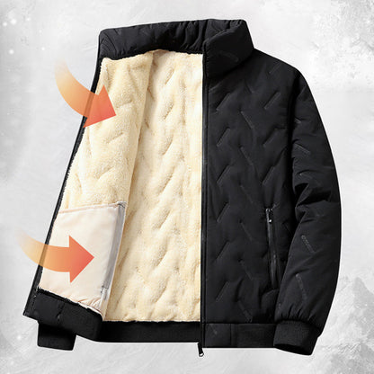 Men's quilted winter jacket with pile lining