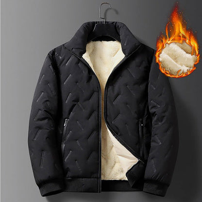 Men's quilted winter jacket with pile lining