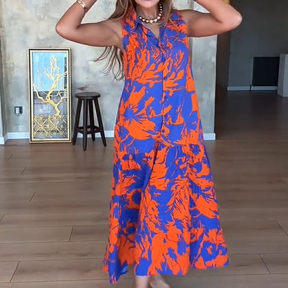 🔥🔥Maxi -jurk met mode afdrukken van damesprint