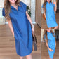 💙Women's V-Neck Short Sleeve Denim Casual Dress🩵