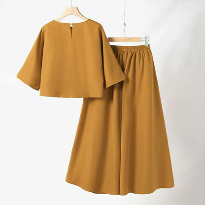 Casual ronde nek 3/4 mouw T-shirt en losse broek 2-delige set