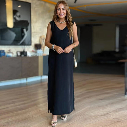 💕Elegante mouwloze jurk met V-hals voor dames