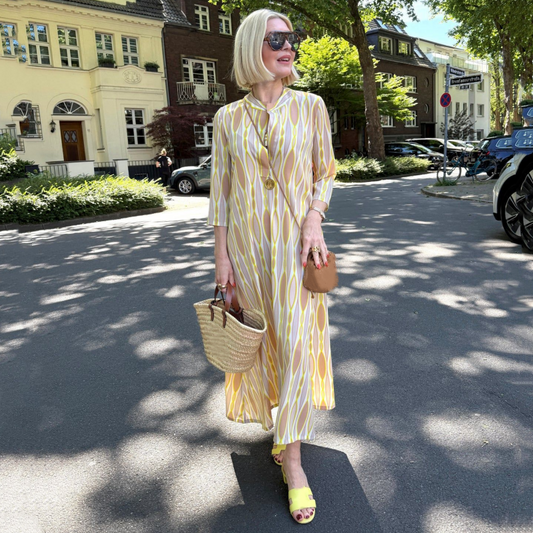 Elegante lange jurk met 3/4 mouwen voor dames