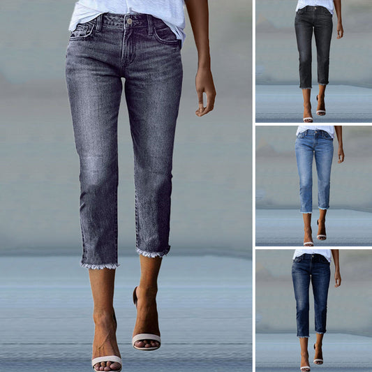 Damesmode jeans met hoge taille