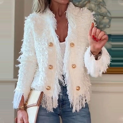 Damesmode Button Tassel Korte Jas