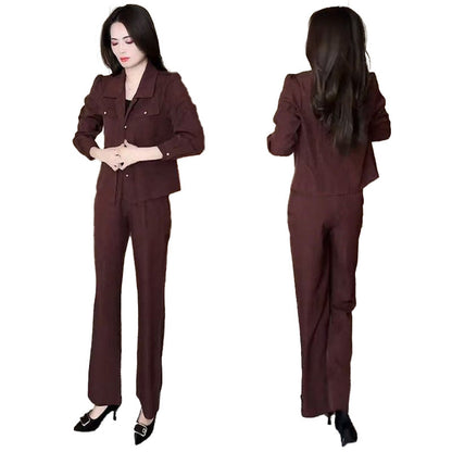 Elegant Getextureerd Pak - Kort Jas & Wijde Pijpen Broeken