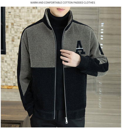 Men's Fashion Standing Collar Plush Jacket