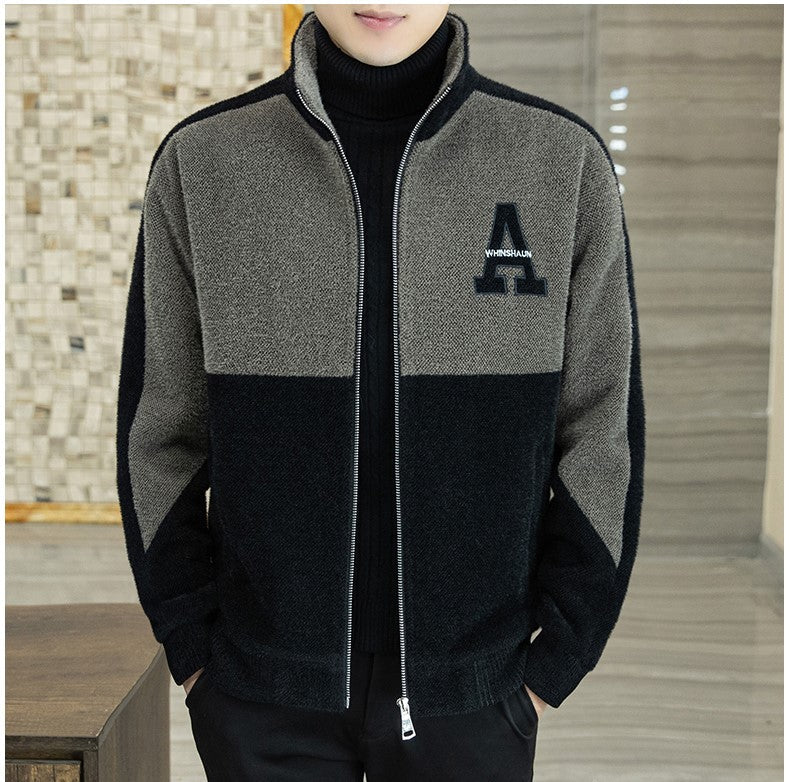 Men's Fashion Standing Collar Plush Jacket