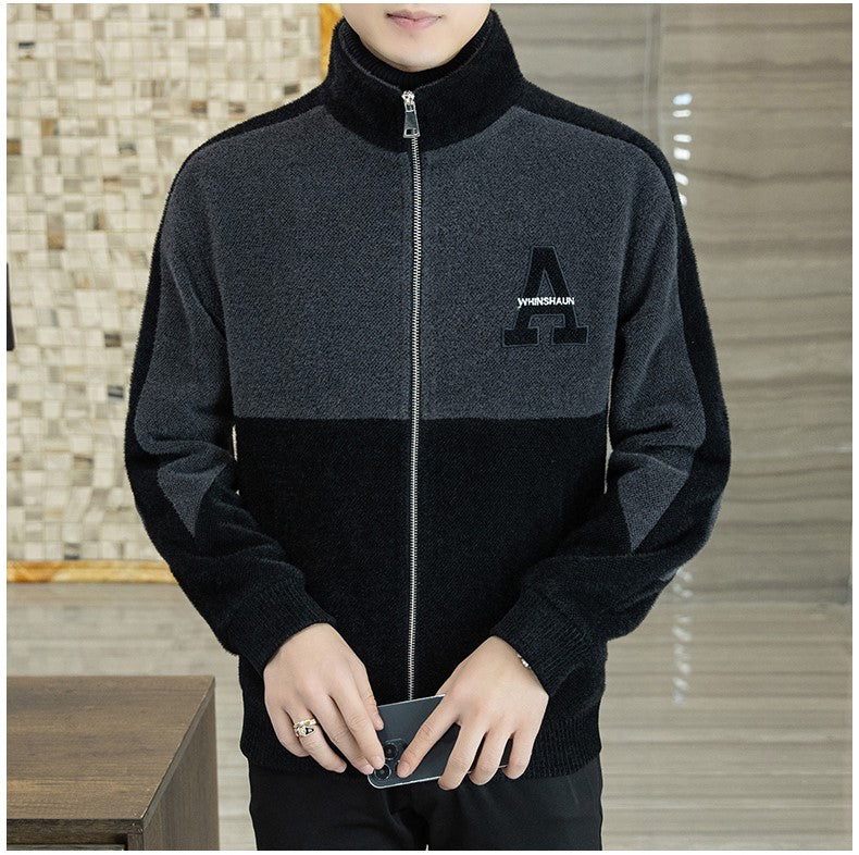 Men's Fashion Standing Collar Plush Jacket