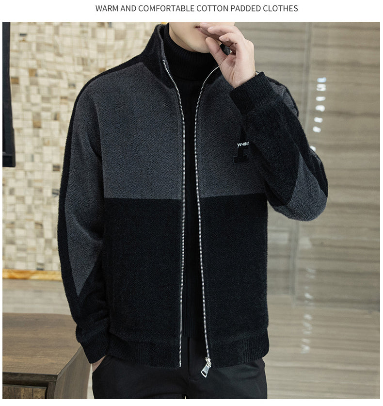 Men's Fashion Standing Collar Plush Jacket