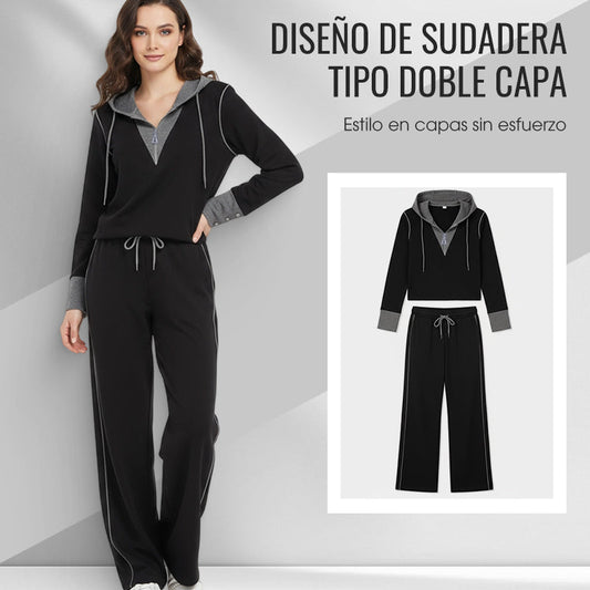 Gelaagde hoodie en broek set