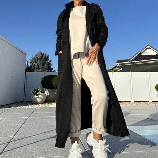 Warme & Stijlvolle Effen Kleur Jas