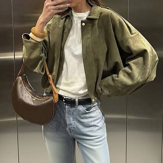 Modieus pilotenjack met suède-effect voor dames