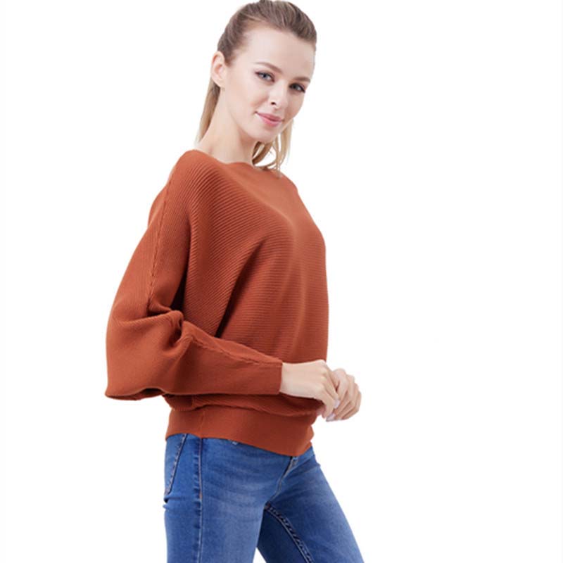 🔥Women's Boat Neck Dolman Sleeve Ribbed Knitted Sweaters🎁