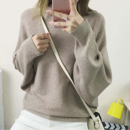🔥Women's Boat Neck Dolman Sleeve Ribbed Knitted Sweaters🎁