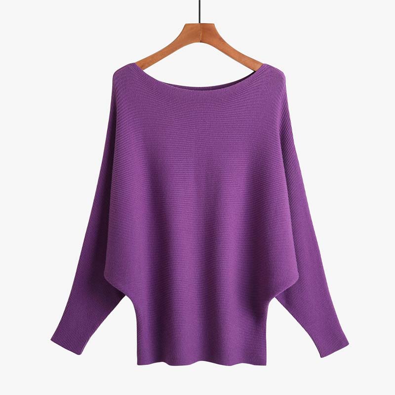 🔥Women's Boat Neck Dolman Sleeve Ribbed Knitted Sweaters🎁
