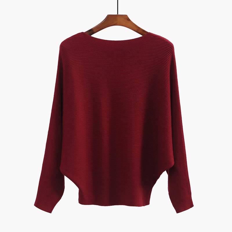 🔥Women's Boat Neck Dolman Sleeve Ribbed Knitted Sweaters🎁