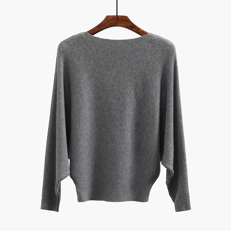 🔥Women's Boat Neck Dolman Sleeve Ribbed Knitted Sweaters🎁
