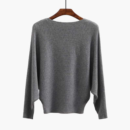 🔥Women's Boat Neck Dolman Sleeve Ribbed Knitted Sweaters🎁