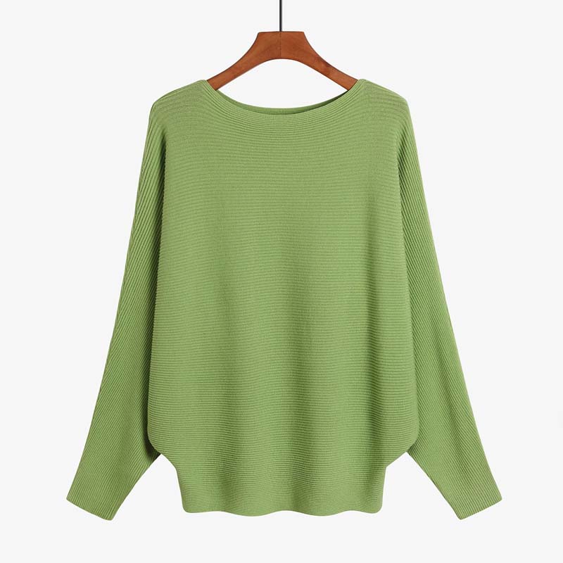 🔥Women's Boat Neck Dolman Sleeve Ribbed Knitted Sweaters🎁