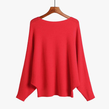 🔥Women's Boat Neck Dolman Sleeve Ribbed Knitted Sweaters🎁