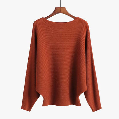 🔥Women's Boat Neck Dolman Sleeve Ribbed Knitted Sweaters🎁