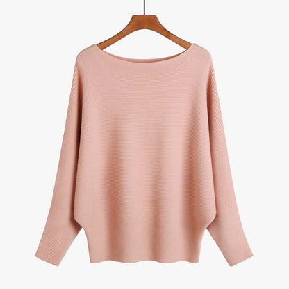 🔥Women's Boat Neck Dolman Sleeve Ribbed Knitted Sweaters🎁