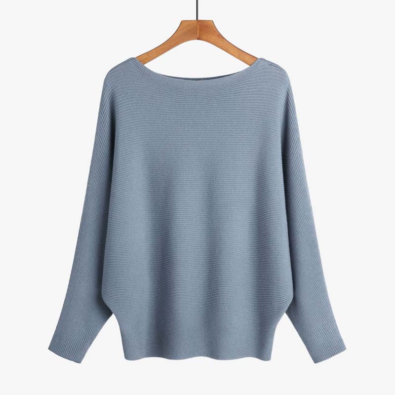 🔥Women's Boat Neck Dolman Sleeve Ribbed Knitted Sweaters🎁