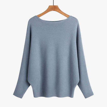 🔥Women's Boat Neck Dolman Sleeve Ribbed Knitted Sweaters🎁