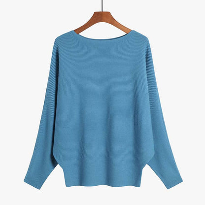 🔥Women's Boat Neck Dolman Sleeve Ribbed Knitted Sweaters🎁